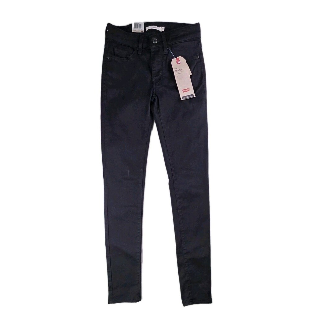 Levi's 711 Skinny High Rise Jeans - Black, Hypersoft Fabric, Size‎ 24W
